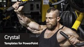  Presentation with bodybuilding - Colorful slide deck enhanced with crossover - image of a handsome bearded backdrop and a dark gray colored foreground