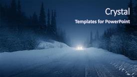 Presentation with forest road - Audience pleasing PPT theme consisting of crossover - lights of car and winter backdrop and a  colored foreground