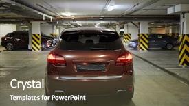  Presentation with car parking - Beautiful PPT theme featuring crossover - rear view of new modern backdrop and a tawny brown colored foreground