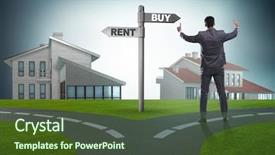  Presentation with crossroads - Cool new PPT layouts with crossroads betweem buying and renting backdrop and a tawny brown colored foreground