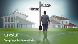  Presentation with crossroads - Slide deck consisting of crossroads betweem buying and renting background and a  colored foreground