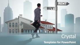  Presentation with crossroads - Cool new PPT layouts with crossroads betweem buying and renting backdrop and a  colored foreground