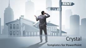 Presentation with crossroads - Colorful PPT layouts enhanced with crossroads between buying and renting backdrop and a light blue colored foreground