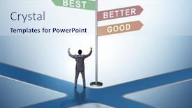  Presentation with crossroads - Slide deck with crossroads-concept-with-good-better background and a sky blue colored foreground