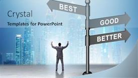  Presentation with crossroads - Presentation featuring crossroads-concept-with-good-better background and a light blue colored foreground