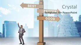  Presentation with crossroads - Slide deck enhanced with crossroads-concept-with-good-better background and a sky blue colored foreground