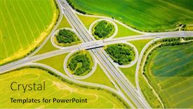  Presentation with green development - Slide deck enhanced with crossroads-in-the-green-fields background and a  colored foreground