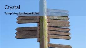  Presentation with blue header weather vane - Amazing PPT layouts having crossroads signs - blank signpost made from weathered backdrop and a light blue colored foreground