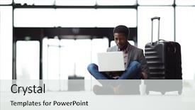  Presentation with airport lounge - Slide deck enhanced with near by and watching online background and a white colored foreground