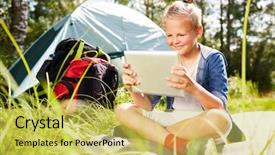  Presentation with grass - Audience pleasing PPT layouts consisting of his tent on background backdrop and a yellow colored foreground