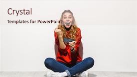  Presentation with video game addiction - PPT layouts featuring 20s smiling and playing video background and a white colored foreground