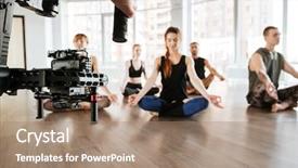  Presentation with mother doing yoga kids - Audience pleasing slide set consisting of video shooting of people doing backdrop and a  colored foreground