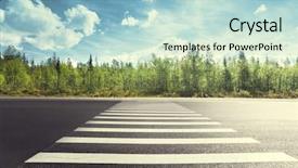  Presentation with forest road - Amazing PPT theme having asphalt road in forest backdrop and a light blue colored foreground