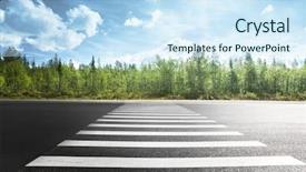  Presentation with forest road - Slide set featuring side walk - asphalt road in forest background and a sky blue colored foreground