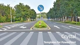  Presentation with pedestrian crossing - Beautiful slide deck featuring brakes car - young driver pulling the hand backdrop and a navy blue colored foreground.