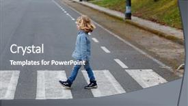  Presentation with alone - Presentation design enhanced with safety signals - little boy crossing alone background and a gray colored foreground