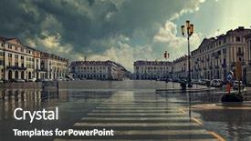  Presentation with pedestrian - Theme with cloudy sky at rainy background and a dark gray colored foreground