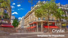  Presentation with paris - Amazing PPT theme having traffic signht - street in paris backdrop and a teal colored foreground