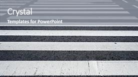  Presentation with pedestrian crossing - Slide set consisting of crosswalk pedestrian crossing on asphalt background and a gray colored foreground