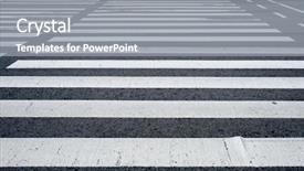  Presentation with pedestrian crossing - Amazing PPT theme having crosswalk pedestrian crossing on asphalt backdrop and a gray colored foreground