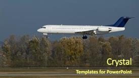  Presentation with plane - PPT theme featuring crosswind landing of a plane background and a tawny brown colored foreground