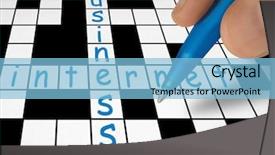  Presentation with pen - Audience pleasing slides consisting of crossword - business and internet hand backdrop and a light blue colored foreground