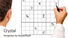  Presentation with solving - Audience pleasing theme consisting of crossword number - close up of a male backdrop and a white colored foreground