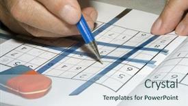  Presentation with sudoku puzzle - PPT theme having crossword number - solving sudoku puzzle background and a sky blue colored foreground