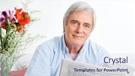  Presentation with deliberate living - PPT layouts having crossword puzzle - senior man reading a newspaper background and a sky blue colored foreground