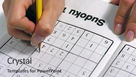  Presentation with sudoku puzzle - Slide set featuring crossword puzzle - woman doing sudoku background and a light gray colored foreground