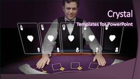  Presentation with holographic - PPT theme with croupier standing behind holographic background and a wine colored foreground