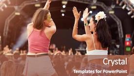  Presentation with festival music - Presentation theme featuring crowd at a music background and a tawny brown colored foreground