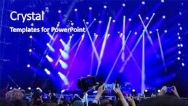  Presentation with concert - Audience pleasing PPT theme consisting of crowd at a open air concert backdrop and a royal blue colored foreground