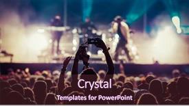  Presentation with classic music concert - Audience pleasing theme consisting of crowd at concert - summer music backdrop and a tawny brown colored foreground