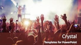  Presentation with festival music - Amazing PPT layouts having crowd at concert - summer music backdrop and a tawny brown colored foreground