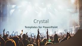  Presentation with stage lights - Cool new theme with music performing art - crowd at concert and stage backdrop and a sky blue colored foreground