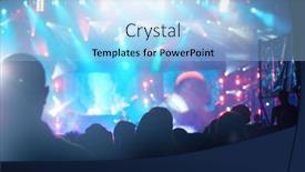  Presentation with stage lights - Presentation theme enhanced with crowd-at-concert-cheering-crowd background and a light blue colored foreground