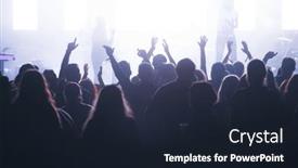  Presentation with stage - Slide set featuring crowd-at-concert-cheering-crowd background and a wine colored foreground