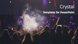  Presentation with stage - Theme having crowd-at-concert-cheering-crowd background and a tawny brown colored foreground