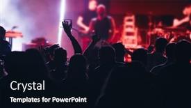  Presentation with stage lights - Presentation theme enhanced with crowd-at-concert-cheering-crowd background and a black colored foreground