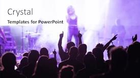  Presentation with stage - Slides consisting of crowd-at-concert-cheering-crowd background and a sky blue colored foreground
