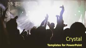  Presentation with concert stage empty stage - PPT theme featuring crowd-at-concert-cheering-crowd background and a wine colored foreground
