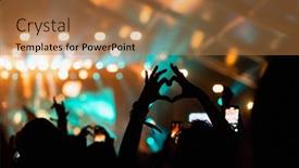  Presentation with festival music - PPT theme with crowd-at-concert-summer-music background and a coral colored foreground