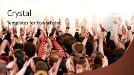  Presentation with concert music master - Presentation design having crowd at concert background and a  colored foreground