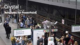  Presentation with london tube - Beautiful presentation theme featuring crowd at london tube station backdrop and a dark gray colored foreground