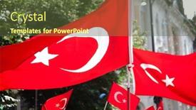  Presentation with turkish - Amazing slides having crowd carrying turkish flags backdrop and a tawny brown colored foreground