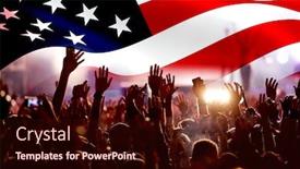  Presentation with independence day - Presentation theme consisting of crowd-celebrating-independence-day-united background and a wine colored foreground