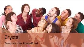  Presentation with group - Audience pleasing theme consisting of crowd cheering black white - group people isolated backdrop and a coral colored foreground