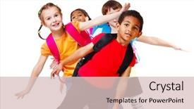  Presentation with boys scouts bbq - Slide deck enhanced with crowd cheering black white - laughing boys and girls isolated background and a  colored foreground