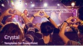  Presentation with hands the shape of a heart - Slides having crowd making heart shape background and a violet colored foreground